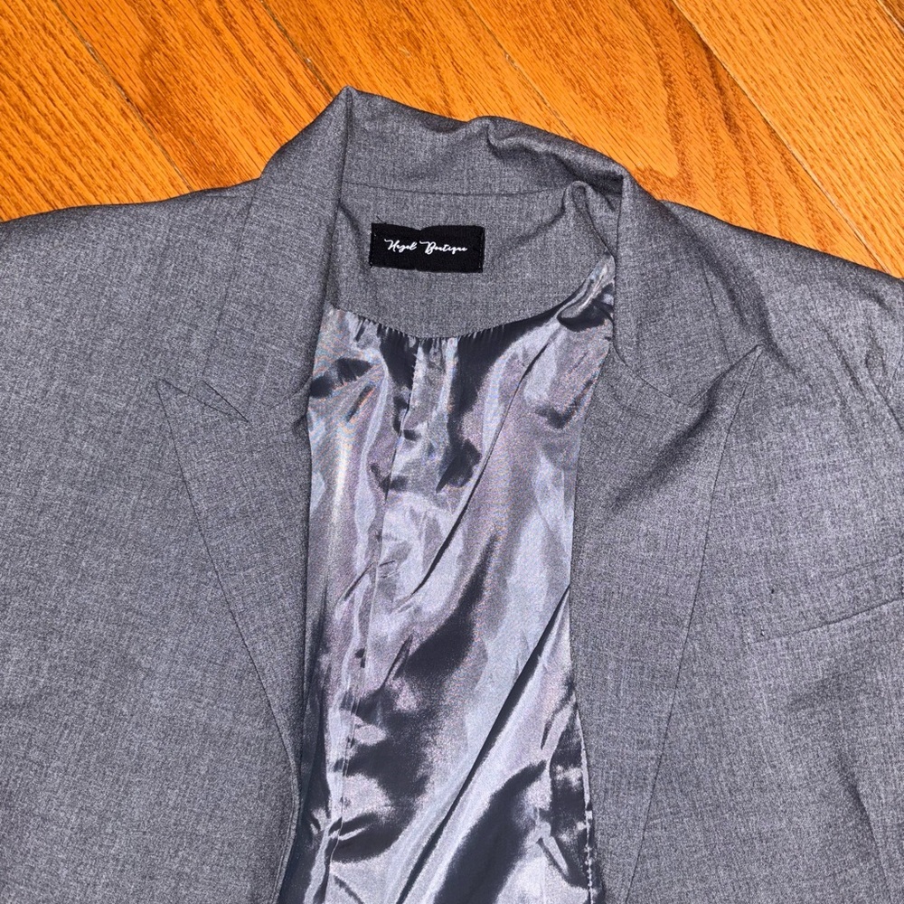 Dark Grey Cropped Button Up Blazer (used once) - Picture 3 of 5